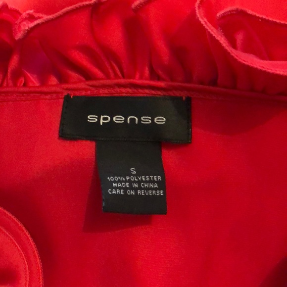 SPENSE NWOT Deep Orange Silky Ruffled Collar Top - Picture 6 of 8